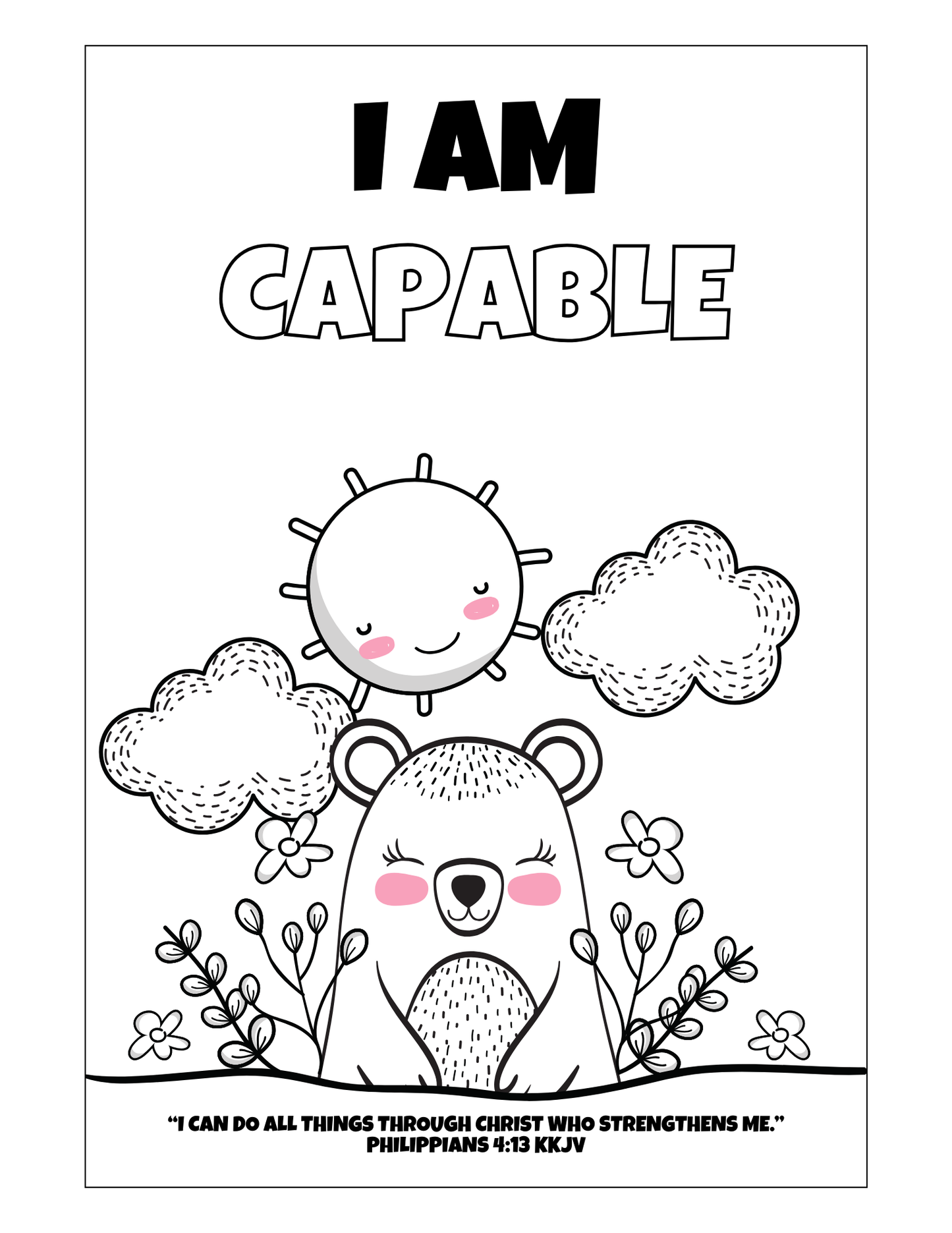 Christian Affirmations Coloring Pages for Kids: 38 Adorable, Inspirational Illustrations with Inspiring Bible Verses